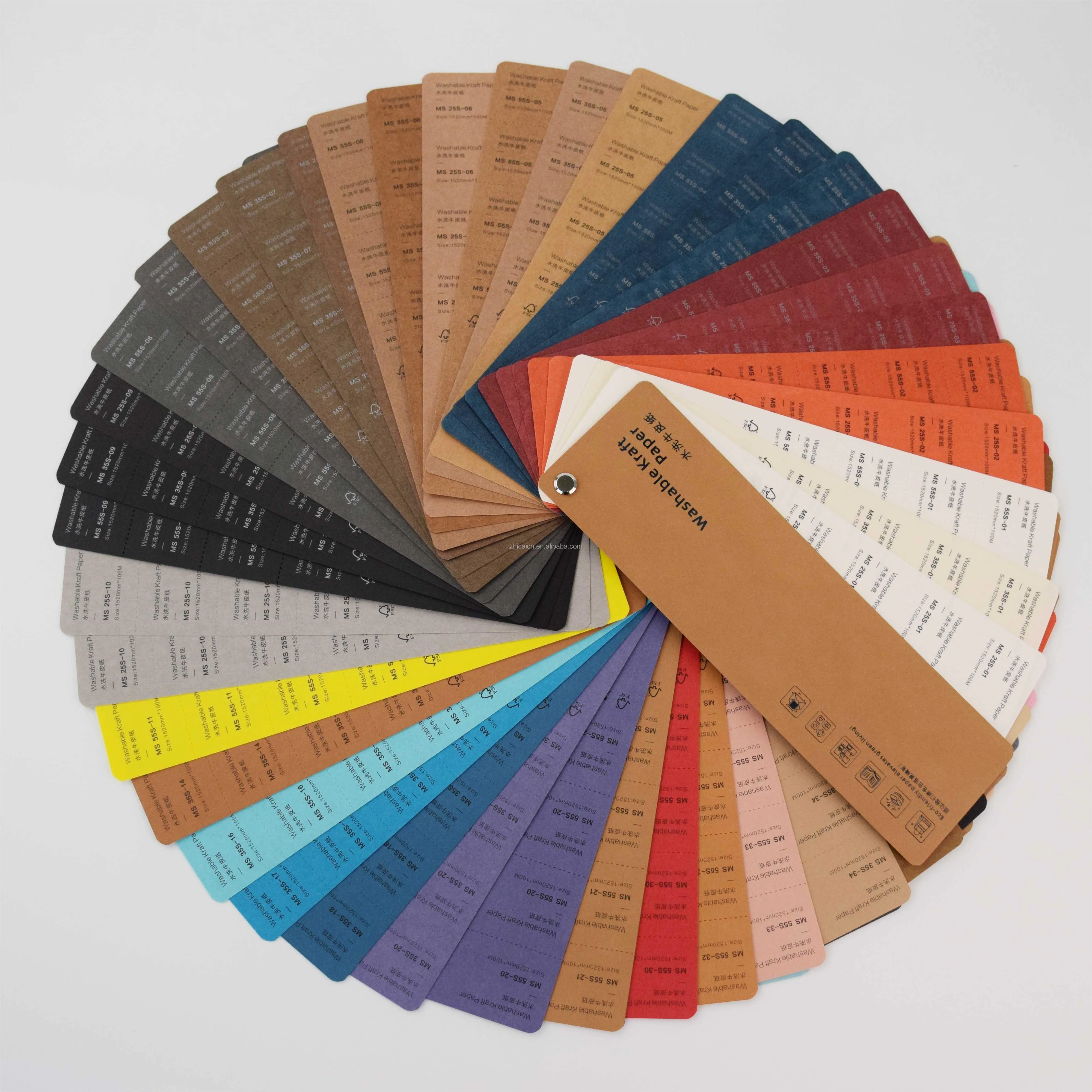 ZHICAI Eco-Friendly F S C Washable Brown Kraft Paper Fabric Washable Jacron Craft Paper Leather Material for Bag Jeans Labels