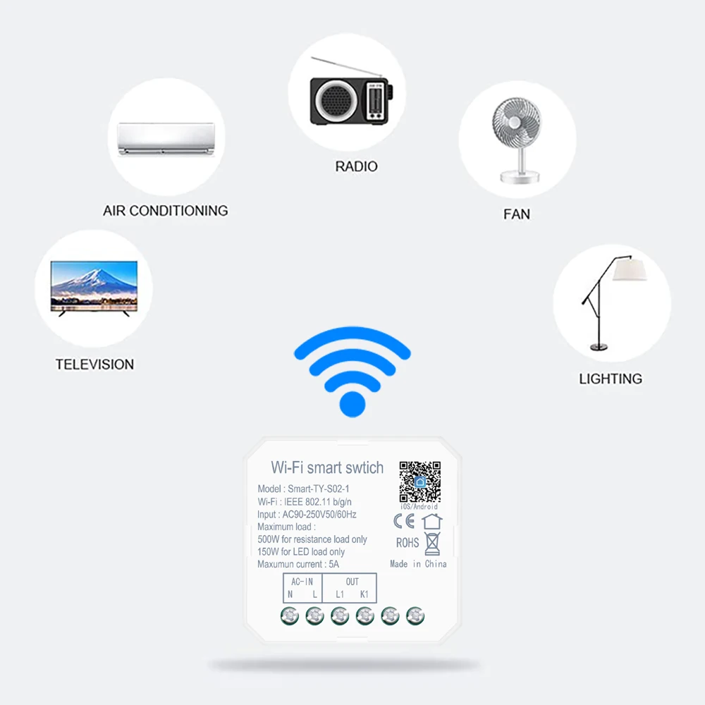 google assistant alexa voice remote control wireless auto home system circuit ac wifi breaker zigbee relay tuya smart switch