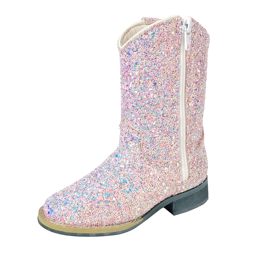 2025 оптовая продажа блестящие ковбойские сапоги для девочек удобные милые дизайнерские верховой езды детские высокого качества