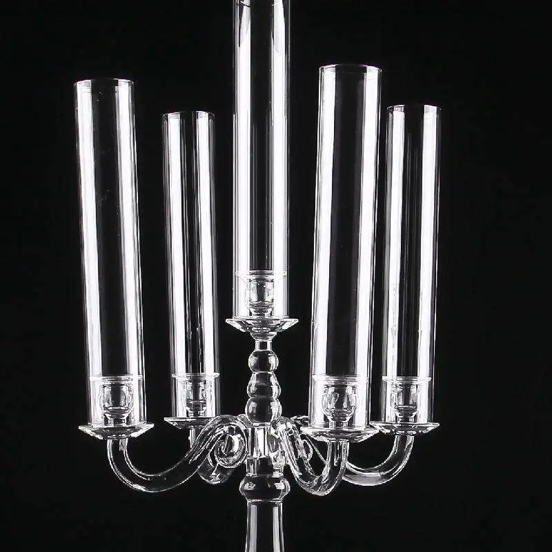 Factory Hot Sale Home Candlestick Crystal 5 Arm Wedding Centerpieces Candelabra Table Decorations Glass Candle Holders