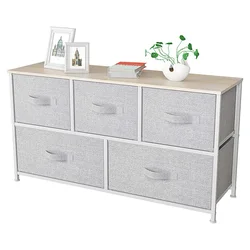 Fabric metal frame light gray clothes cabinet for living room