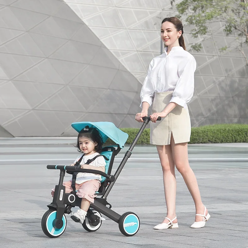 Popular designed multi-functional kids tricycle trike with 3 wheels and canopy and putter children 2-5years ride on car