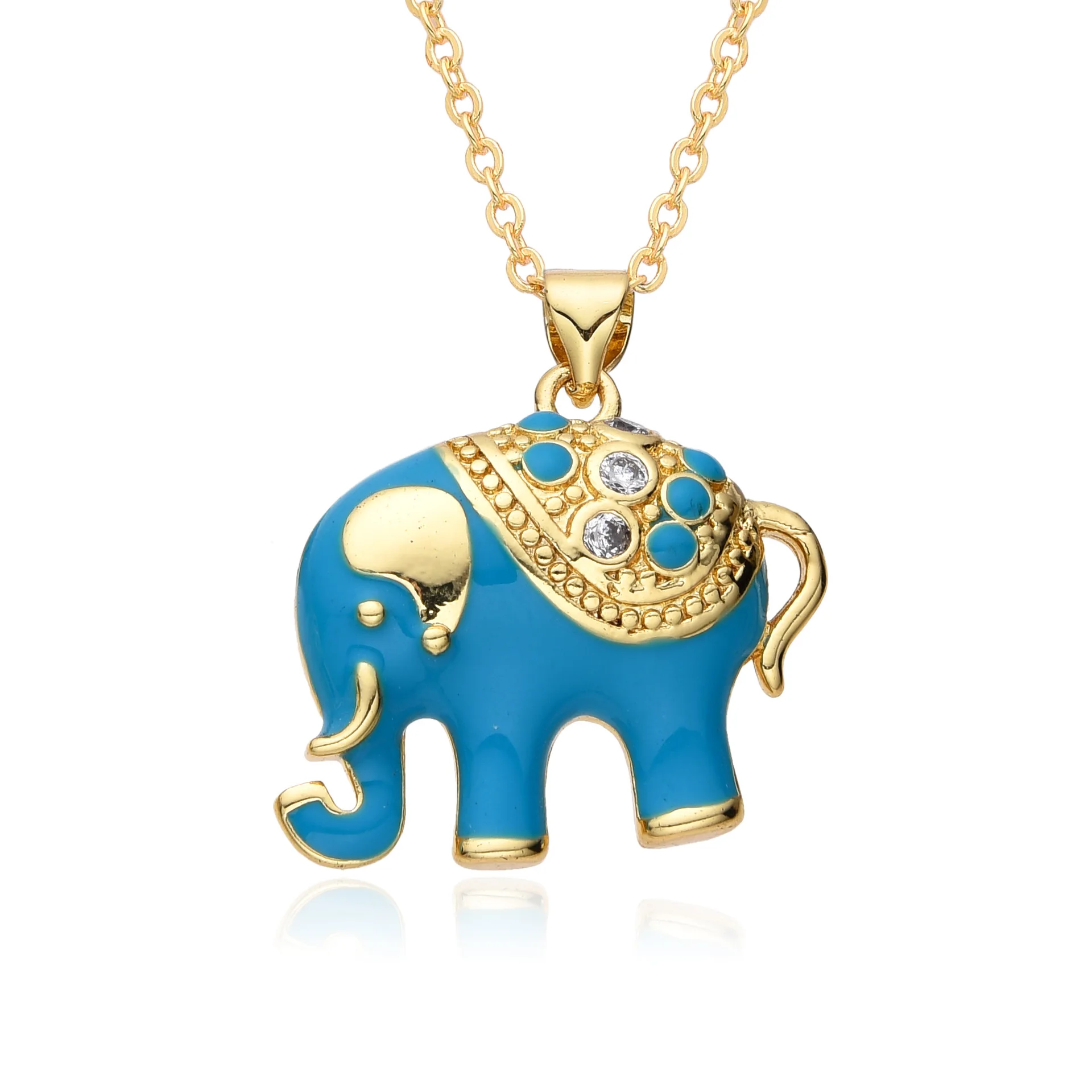 Fashion jewelry necklace luxury animal necklace elephant pendant 18k gold plated zircon necklace for women
