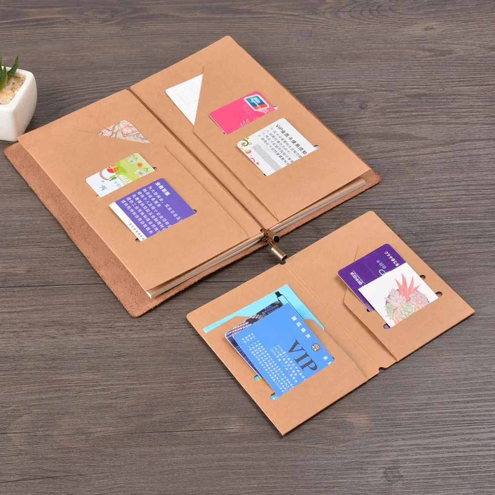 Personal Size Kraft File Folder with Envelope Insert for Travelers Notebook Credit Card Holder Midori Accessories Unique Design