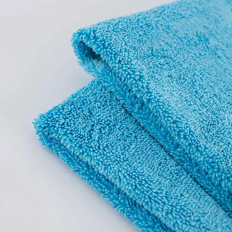Microfiber Dual Pile Fabric Terry Cloth in Blue For Auto and Pet Dryer, Soft Fabric Long Piles