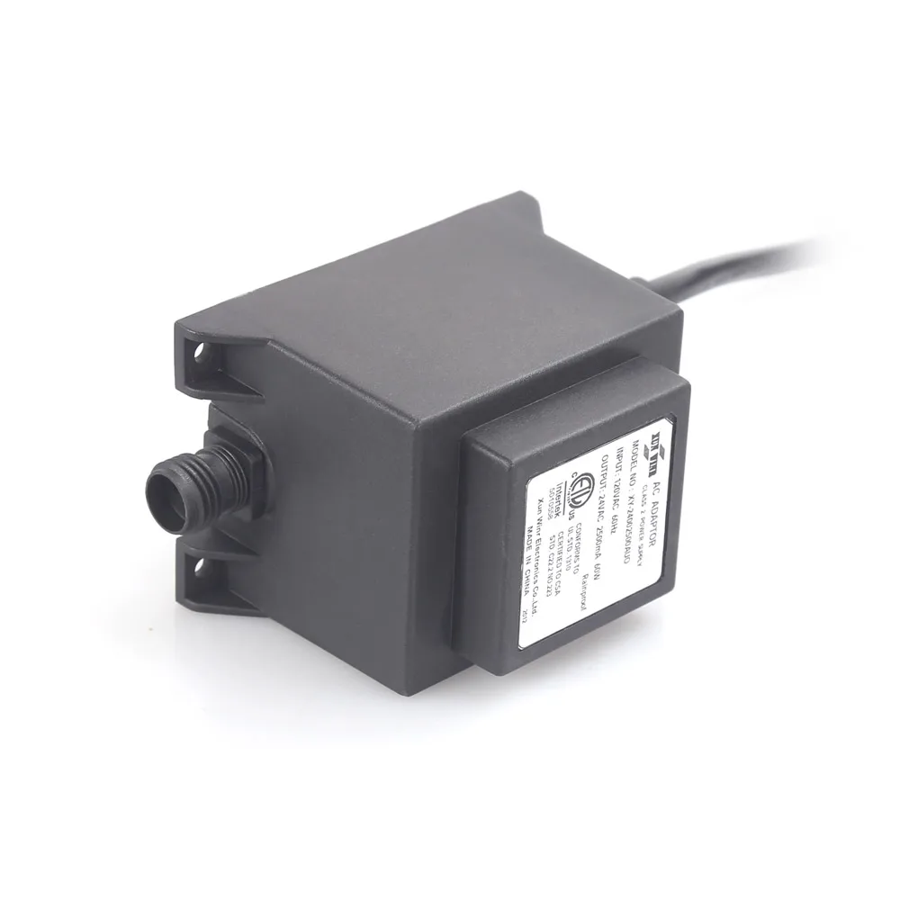 CE ETL  Certificated AC AC Adaptor 12VAC 3A 36VA  IP68  Waterproof Transformer 24VAC 1.5A With US UK EU AU Plug Outdoor Adaptors