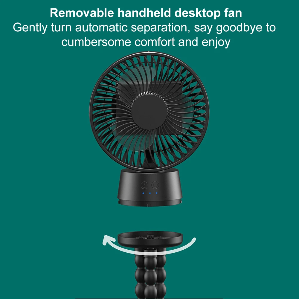 Versatile 10000mAh Octopus Fan work as power bank USB Electric Plastic Installation pushchair mount Outdoor Use AIR cooling fan