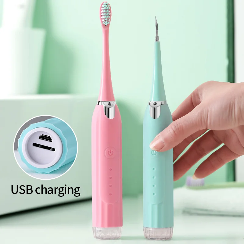 Powerful Vibrating Dental Plaque  Removable Ultrasonic Vertical 4 Mode Electric Toothbrush