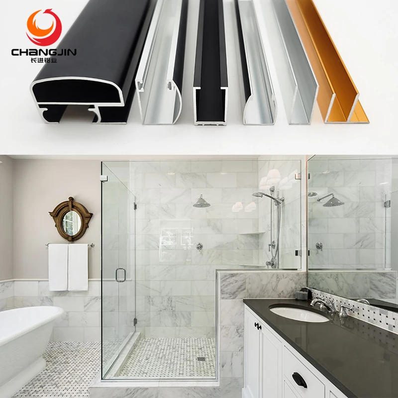 Aluminium Extruded Profile for Bath Room Shower Enclosure Glass H channel Aluminum U Channel