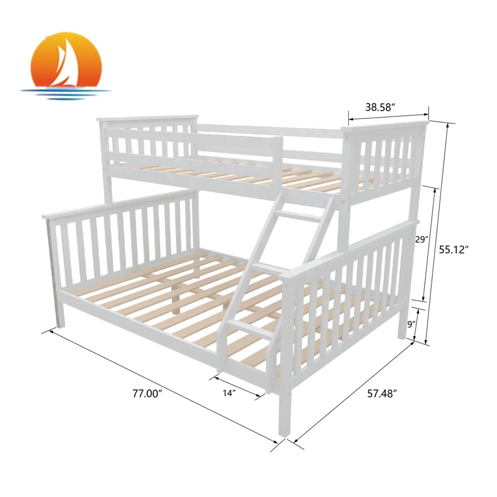 Hot Selling Children Furniture Solid Wood Pine Wood Bunk Bed for Kids Bed Blue for Boy