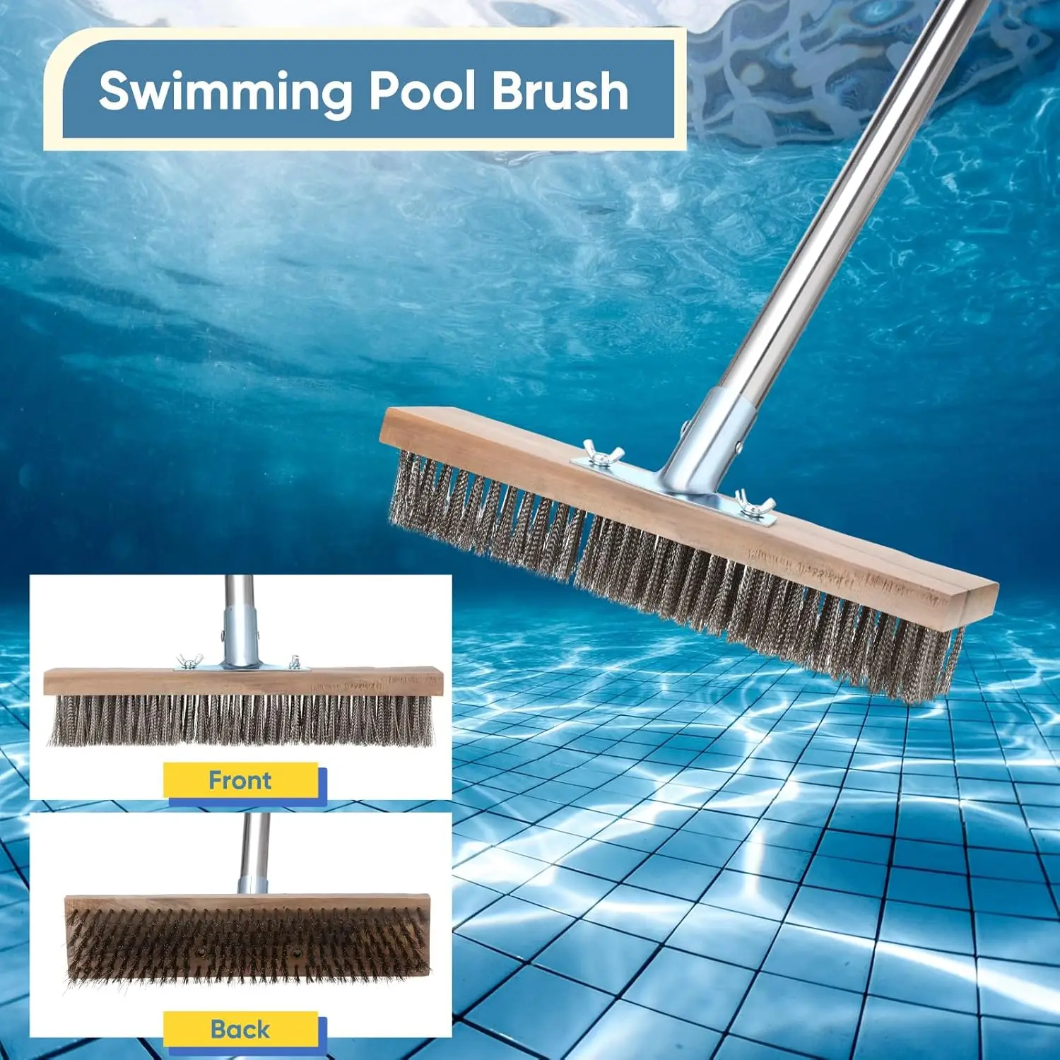 2 Pcs Stainless Steel Deck Wire Brush Concrete Brush Stiff Bristle Broom for Cleaning Scrubbing Removing Rough