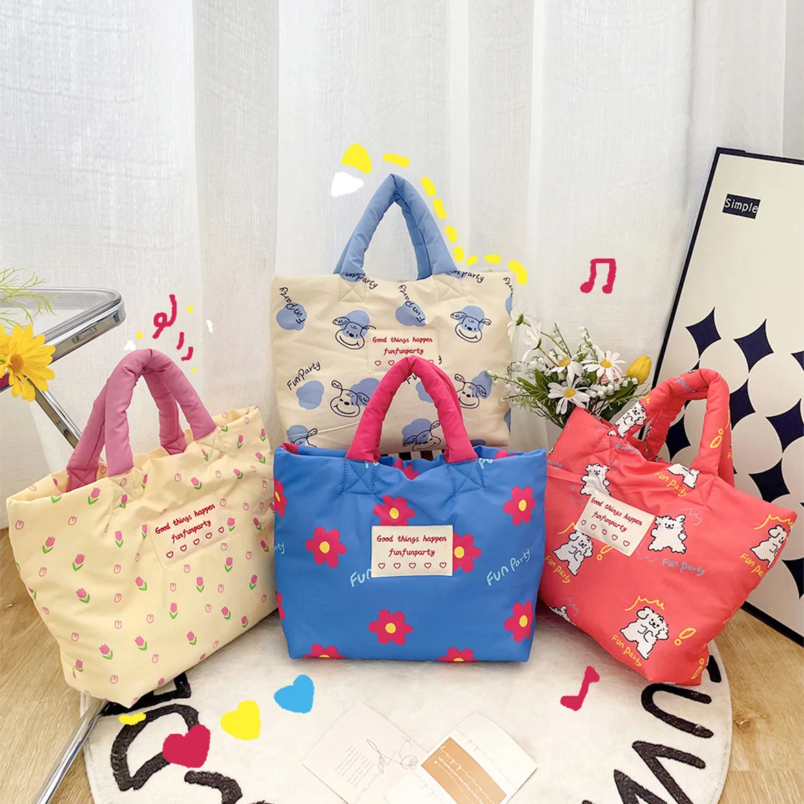Cute Cotton Female Soft Glutinous Mother And Baby Mommy Lightweight Handbag Out Storage Tote Bag