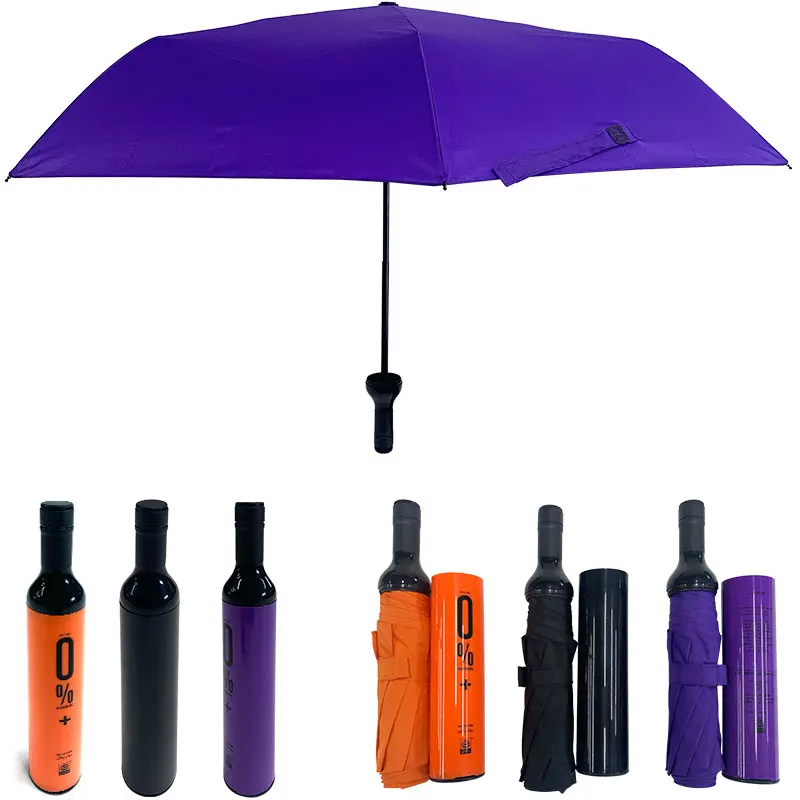 Topumbrella Wholesale Cheap Wine Shape Bottle Umbrella Customized Promotion Gift Craft Logo Colourful Foldable Umbrellas