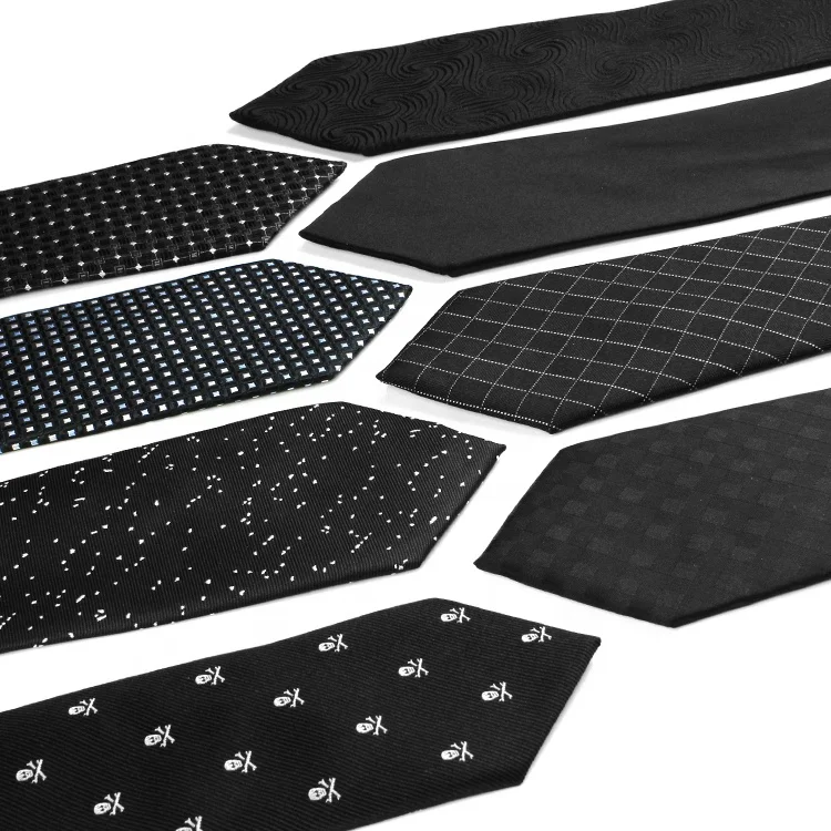 China Manufacturer High Quality Wholesale Custom Logo Black Silk Tie
