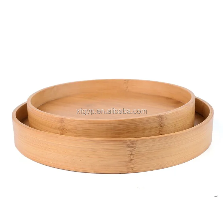 Wholesale Wooden Tableware Hotel Restaurant Tray Decoration Round Tray Walnut Real Wood Serving Tray With Handles