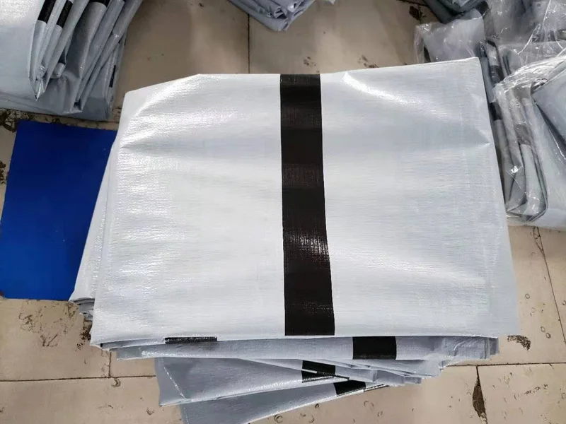 YRH Factory Waterproof Outdoor Grey 4-6 Black Band Stripe Tarp High Quality Tarpaulin HDPE Pe Tarpaulin