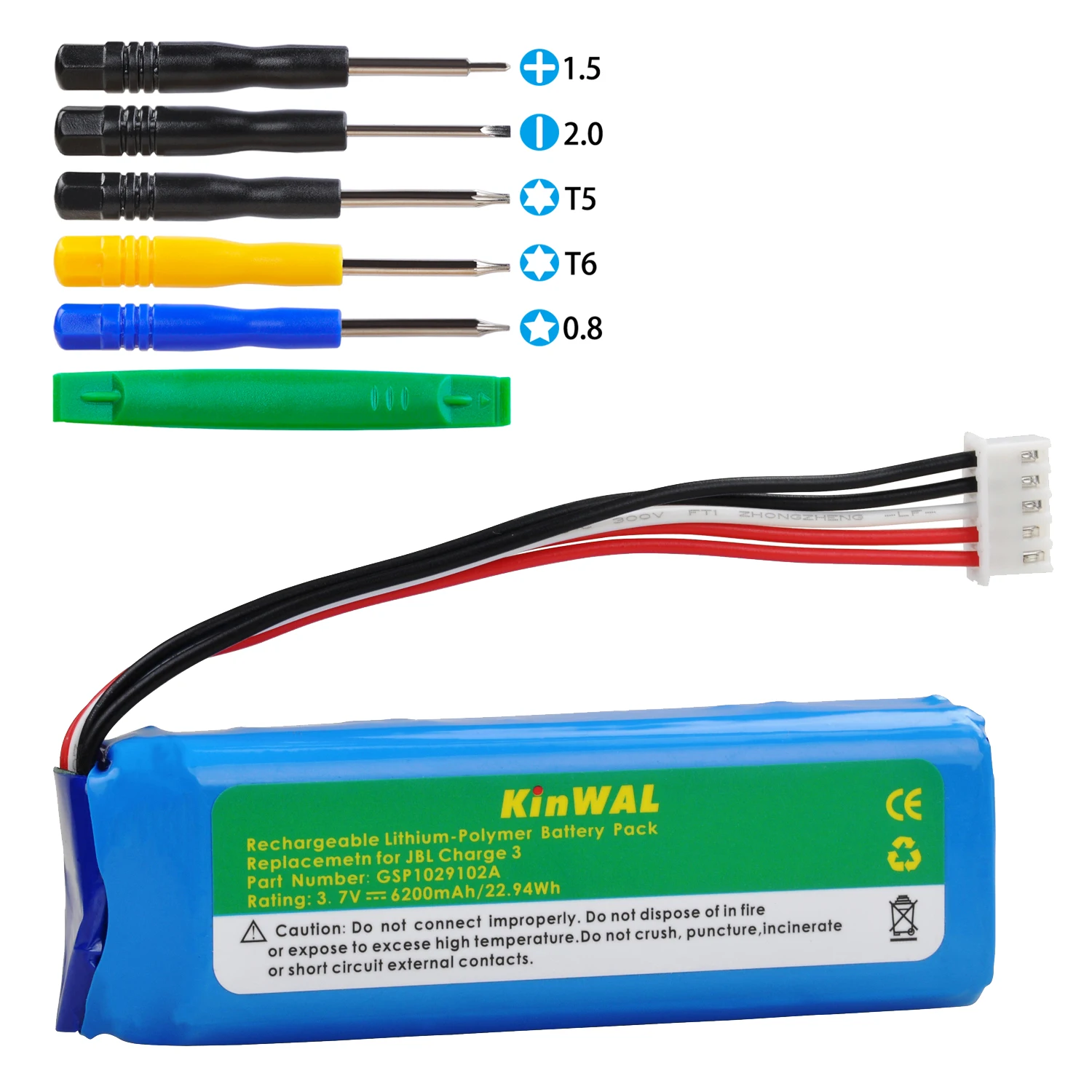 
With Free Tools 6200mAh Replacement Battery for GSP1029102A Wireless Speaker JBL Charge 3 Battery 