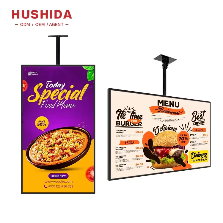 32 inch Android 9.0 Ceiling Mounted Roof Hanging Advertising Display Screen Restaurant Menu Poster Ad Screen