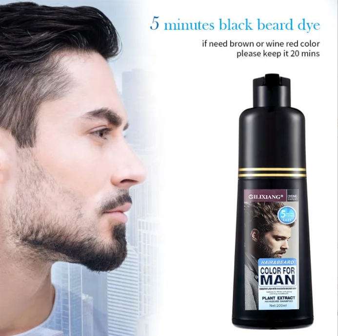 Natural Ingredients Instant Black Mustache And Beard Color Dye Shampoo Black