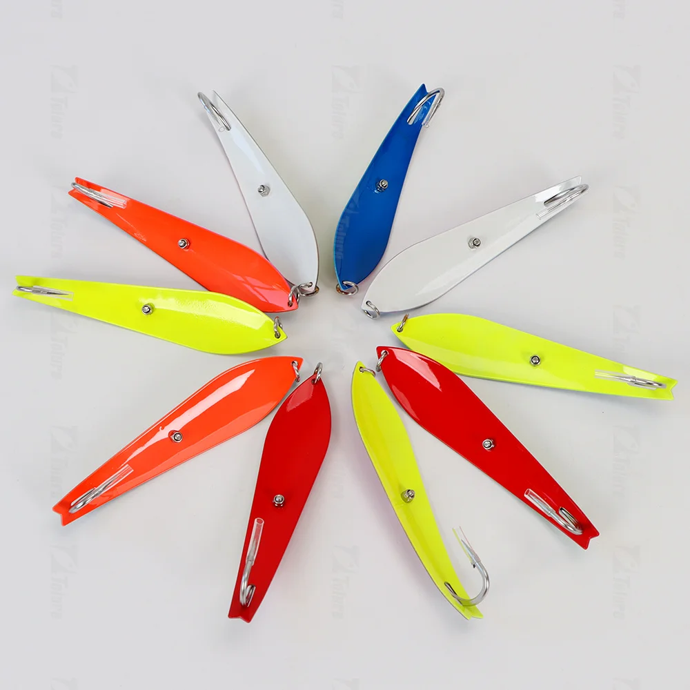 Trolling  Spoon lure 40g 14cm Fish scale laser design Stainless Steel Metal Spoon Lures with Screw style