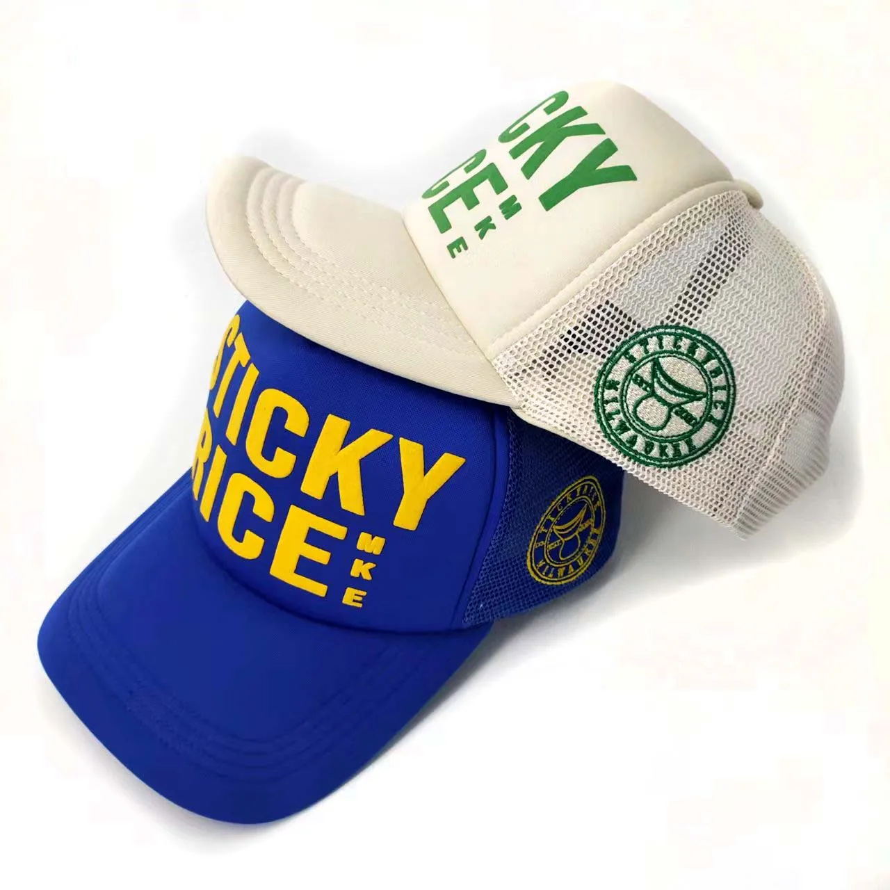 New designer 5 panels 3d puff printing text foam trucker hats custom embroider logo mesh trucker hats