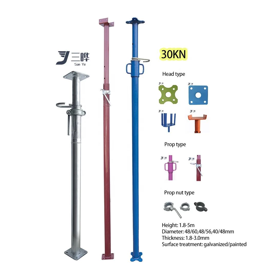 SANYE European Standard Painted Scaffolding Adjustable Telescopic Steel Metal Props For Concrete Construction