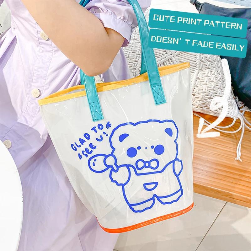 2023 fashion large clear pvc tote bag beach bag plastic shopping bag with own logo