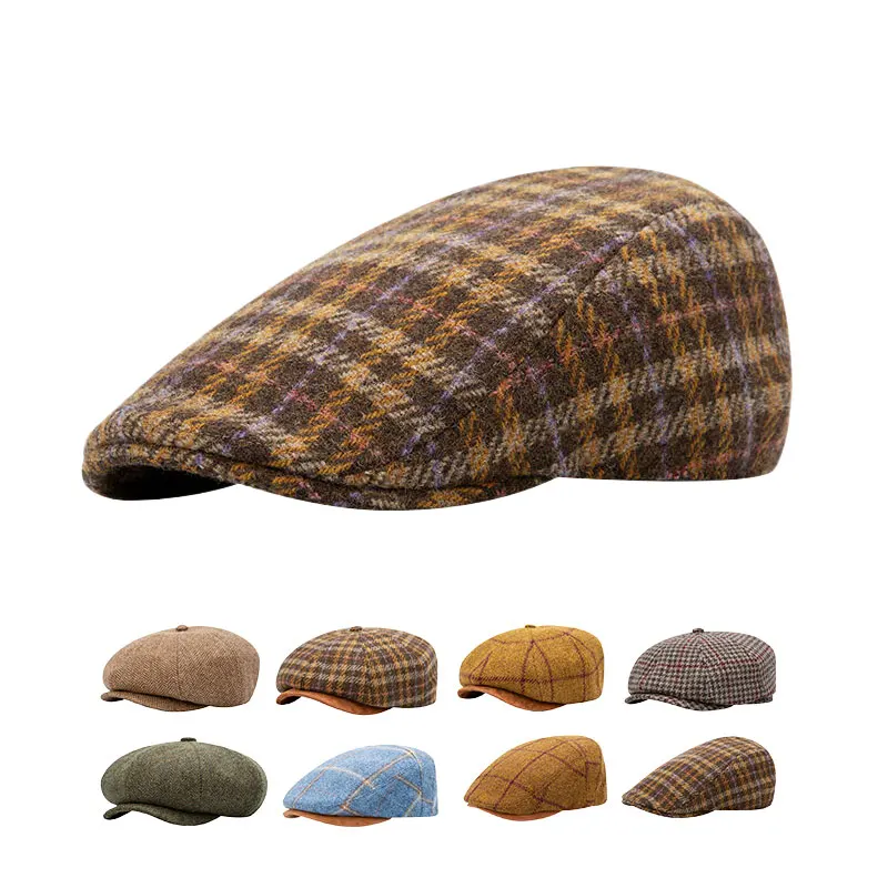 High Quality Mens Classic Design Retro Driving Hooligan Vintage Ivy Newsboy Irish Flat Caps Baker Boy Tweed Cabbie Golf Hat