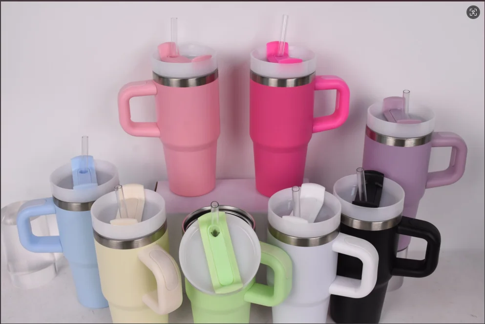 Custom 14oz gen 2 double wall stainless steel coffee tumblers vacuum insulated mugs straw tumbler drinking cups with handle