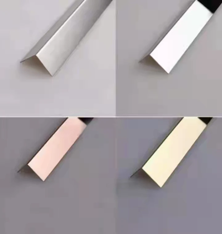 304 Stainless Steel  Wall Corner Profile 1.0 mm Tile Edge Gold Mirror Silver Hairline Slot L Shape Trim Decorative Profiles