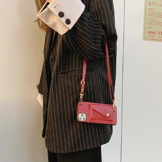 PU Leather Crossbody Cell Phone Case and Wallet Phone Purse Bag with Flap Snap Pocket and Adjustable Strap