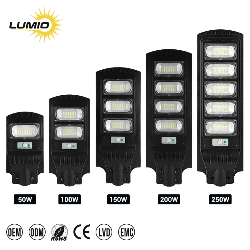 Wholesale Price Outdoor Street Lamp Waterproof Ip65 Remote Control 50w 100w 150w 200w 250w Led Solar Street Lights