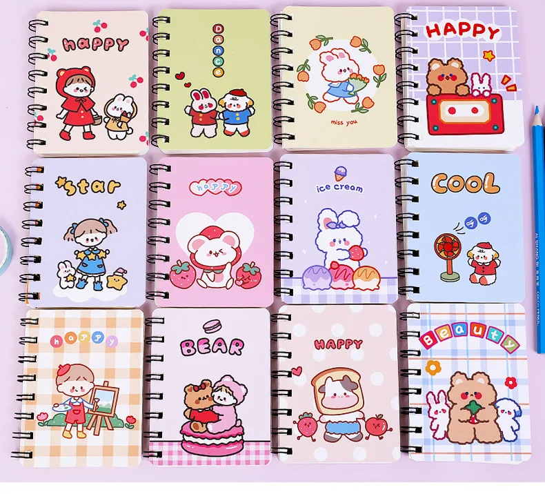 kids cute kawaii cartoon   A7 pocket diary portable squares coil notebook
