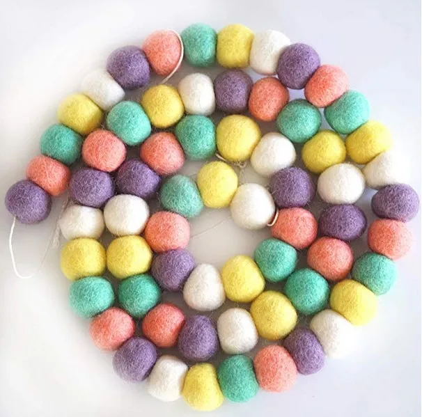 Colors Wool Felt Ball Pom Pom Garland for Christmas Tree Garland