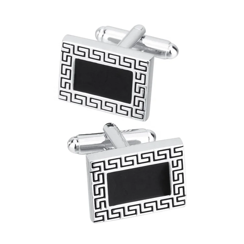 Classic Square vintage Cufflinks for Mens High Quality Black Enamel Cuff links Brand Male Suit Shirt Cuffs Accessories