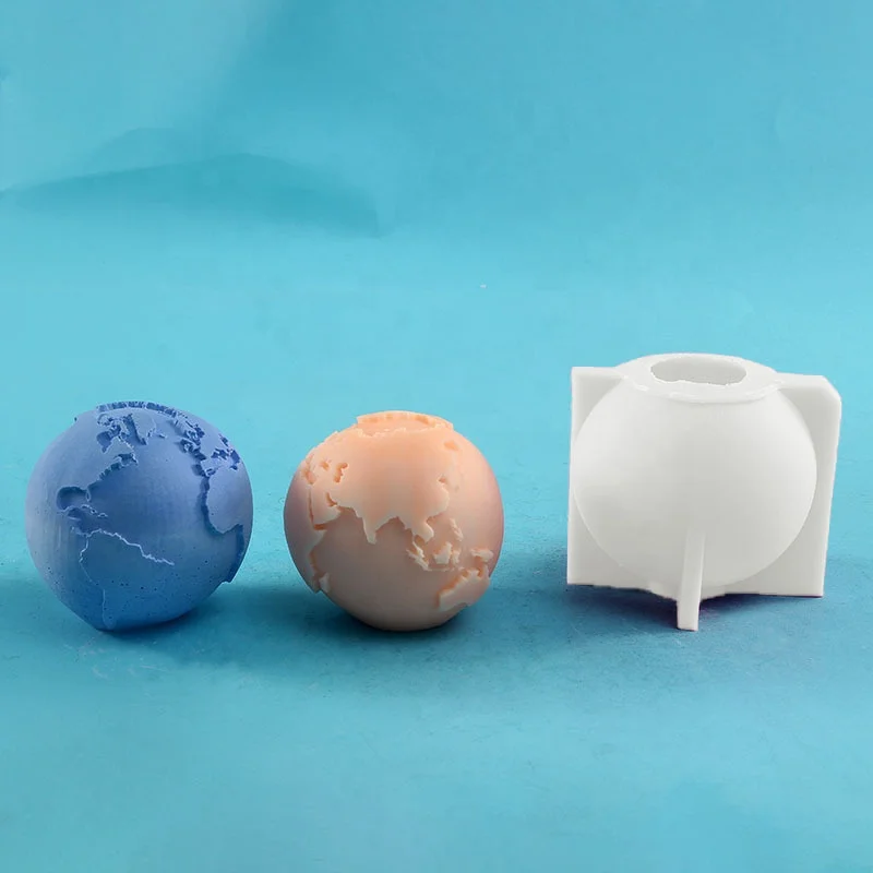 DM343 New Earth Moon Face Ball Shape Molde Para Velas 3D Beeswax Mold DIY Resin Epoxy Silica Gel Plaster Candle Making Tool