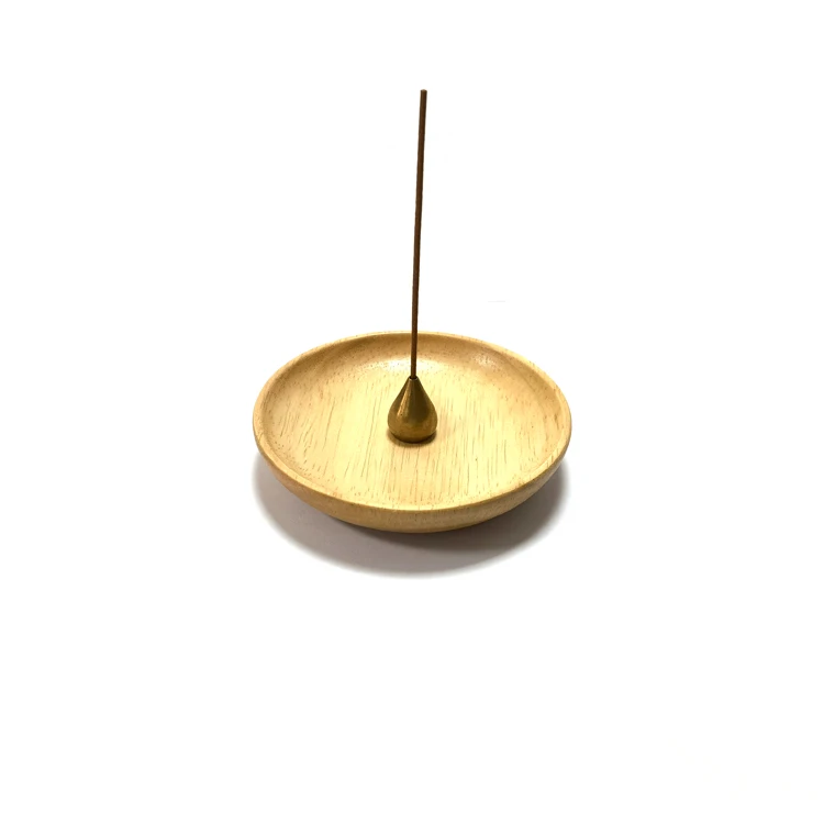 Customize Bowl Shape Wood Incense Sticks Holder Detachable Brass Incense Burner Incense Stand Ash Catcher