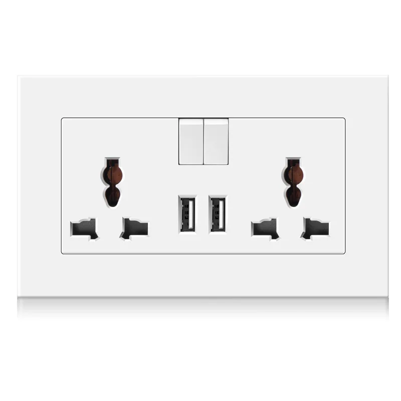 PC panel universal power wall socket international double 3-hole socket double USB double switch