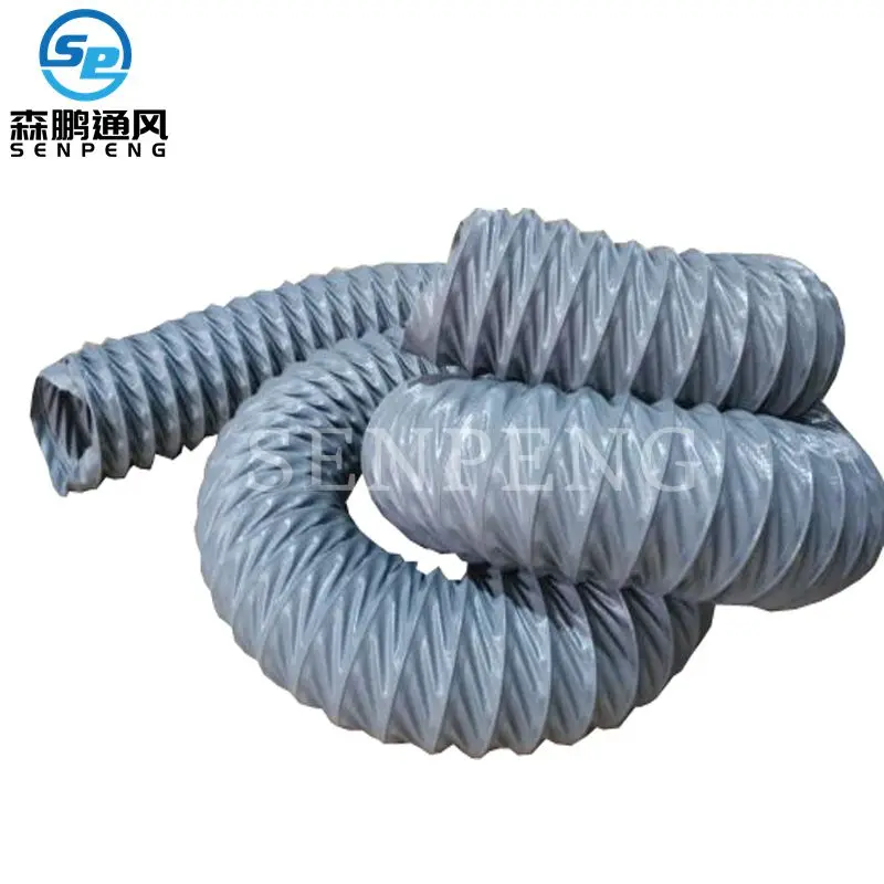 Flame Retardant PVC Grey Fabric Flexible Air Exhaust Ducting