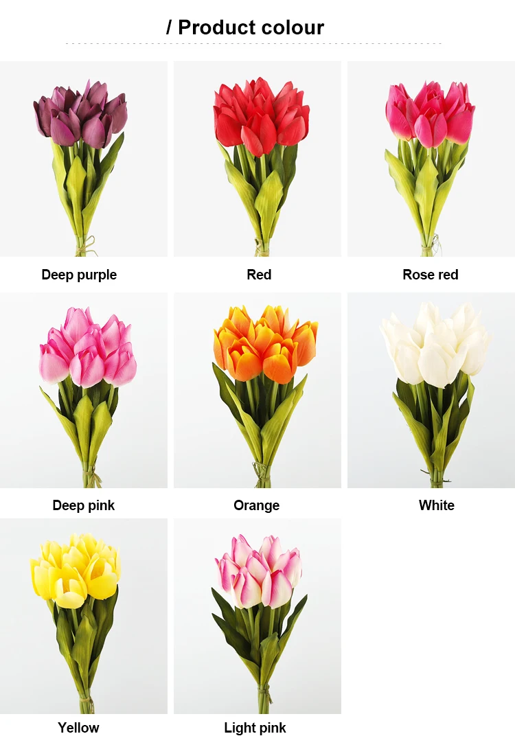 New Soft Latex 7 Heads Flower Tulip Artificial flower Bouquet Parrot White Tulip for Event Decor Decoration