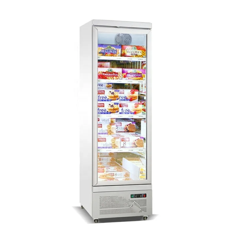 Used commercial customize style air cooled 2 glass door upright display freezer