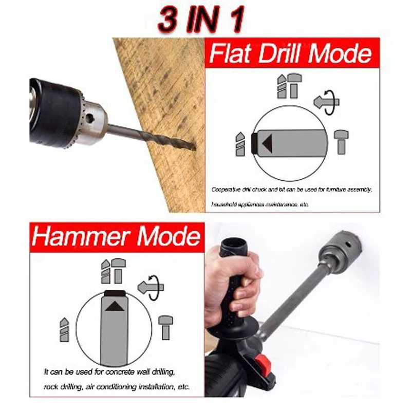 Hot Sale Rotary Cordless Hammer Drill Model MQ0104 Functions 26mm Max Black Accessories Blue OEM Customized Box Power Packing