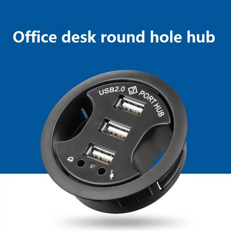 
Desk hole USB multi-interface 2.0 splitter hub 3 port computer office round hole expansion usb hub converter 