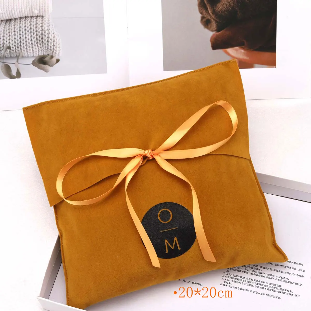 Fashion Luxury Faux Suede Envelope Bag For Clothing Handbag Reusable Custom Logo Printed Velvet Gift Jewelry Envelope Pouch