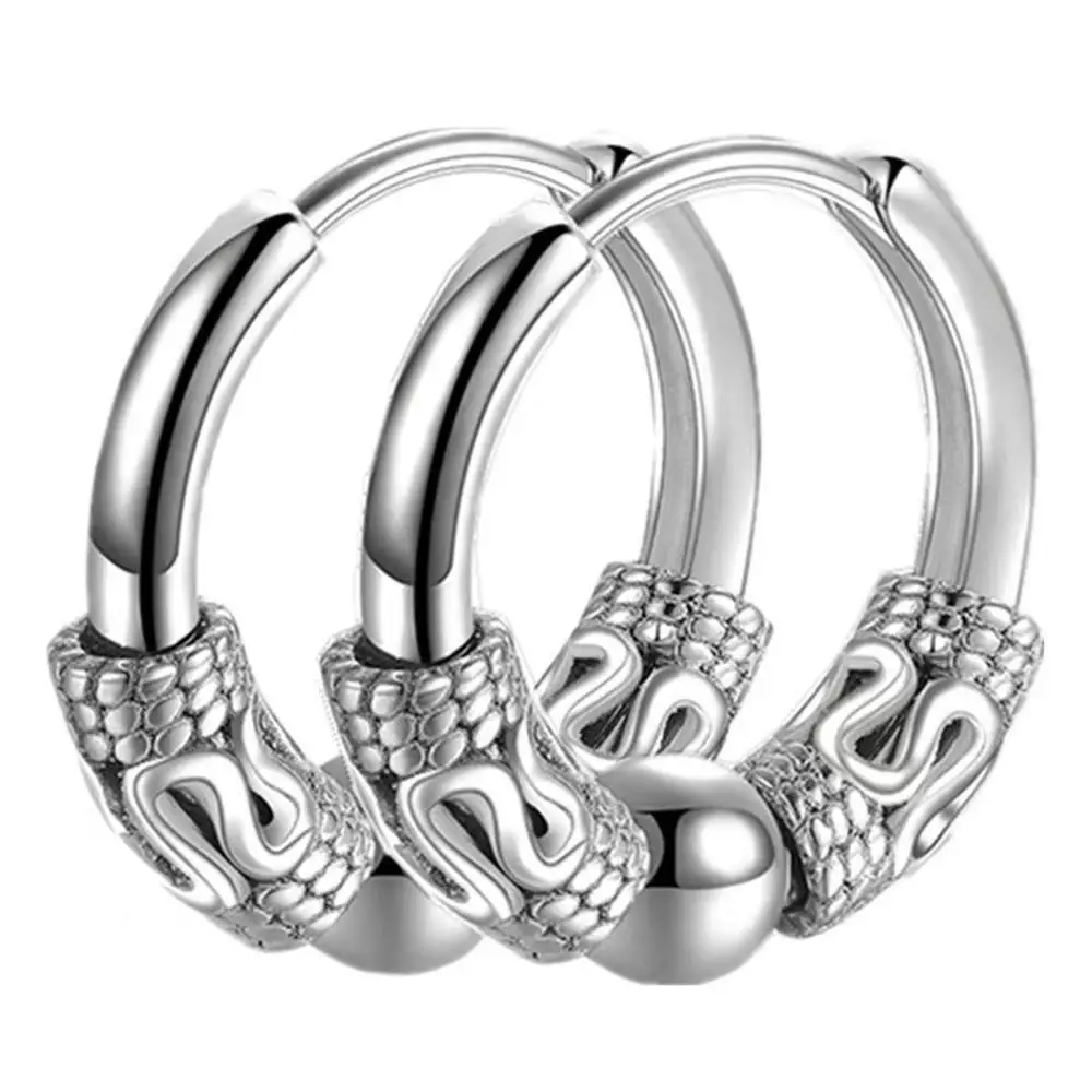 Punk Stainless Steel Hoop Earrings Black Earrings Set for Men Women Vintage Hip Hop Piercing Ear Jewelry