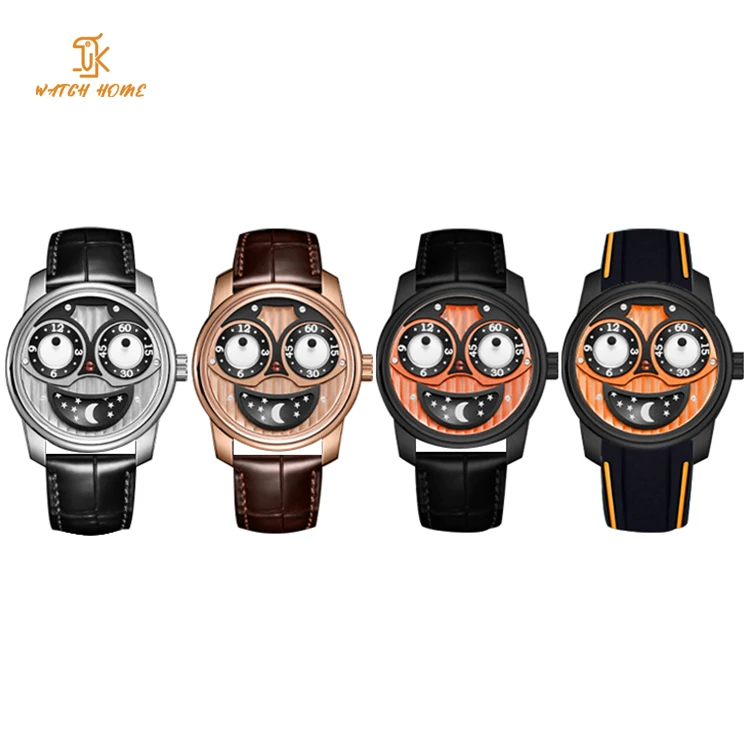 Unique 42mm Ultra Thin Moon Phase Automatic Self Winding Mechanical Watches For Joker Hallowmas Men Night Light Watch