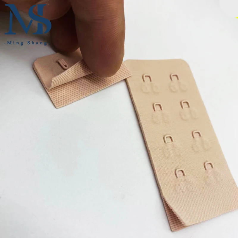 Mingshang Oekotex In Stock Reusable Bra Strap Nylon Invisible 4*2 Bonded Seamless Hook and Eye Tape