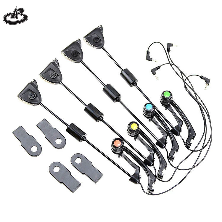Carp Fishing Swingers Set in Case Illuminated drop off Indicators Led 4pcs colors in zipped protection fishing case