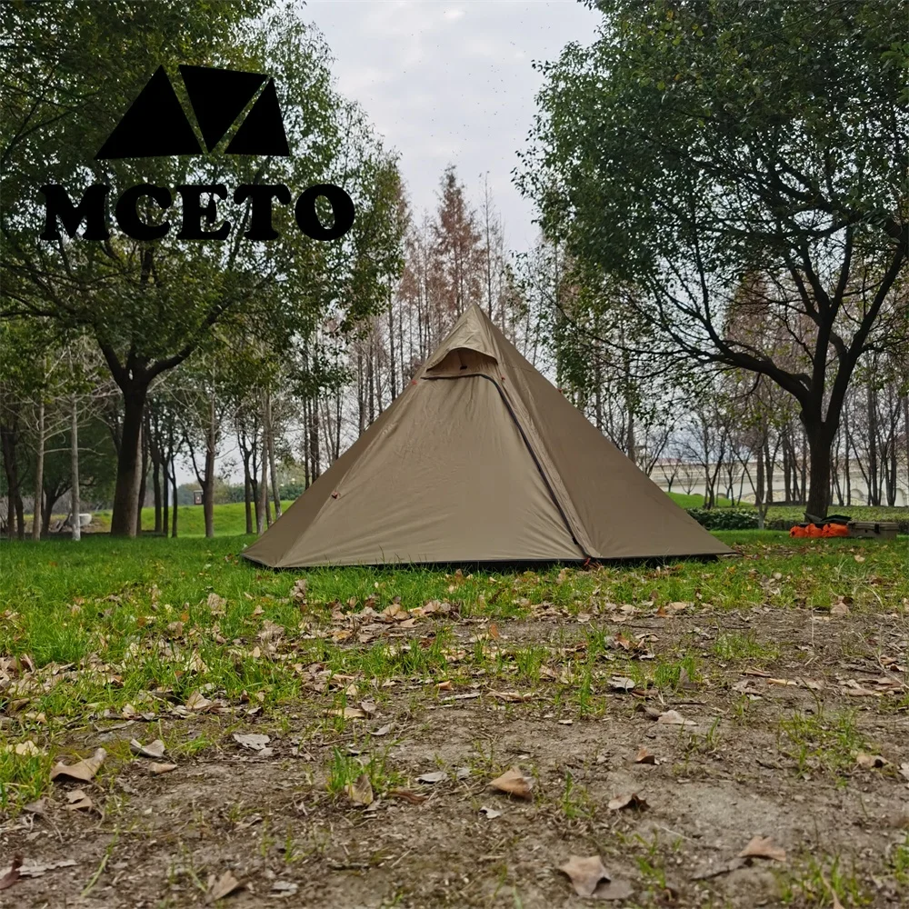 MCETO Ultralight hunting 3 Person Pyramid Tent Hexagonal Camping Double Layer Tipi Hunting Equipment