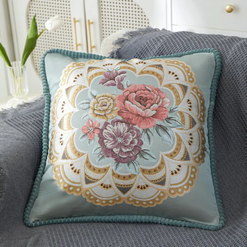Ready-made high quality Vintage Embroidered Cushion Cover, Sofa Decoration Pillow Cover for Living Room